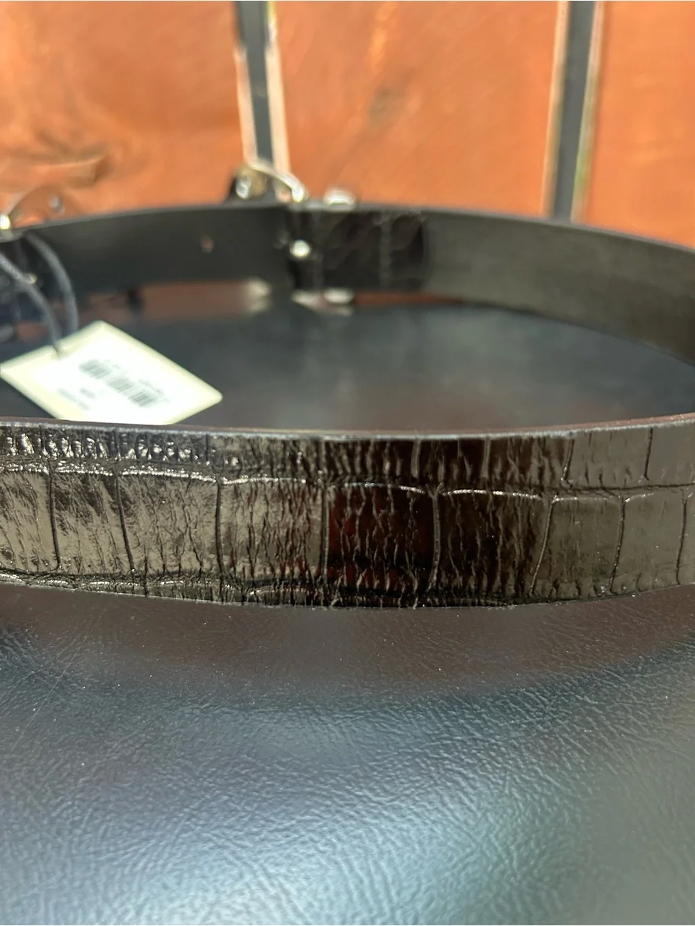 Maje Western two buckle size 2 NWT Ariona croc embossed  belt